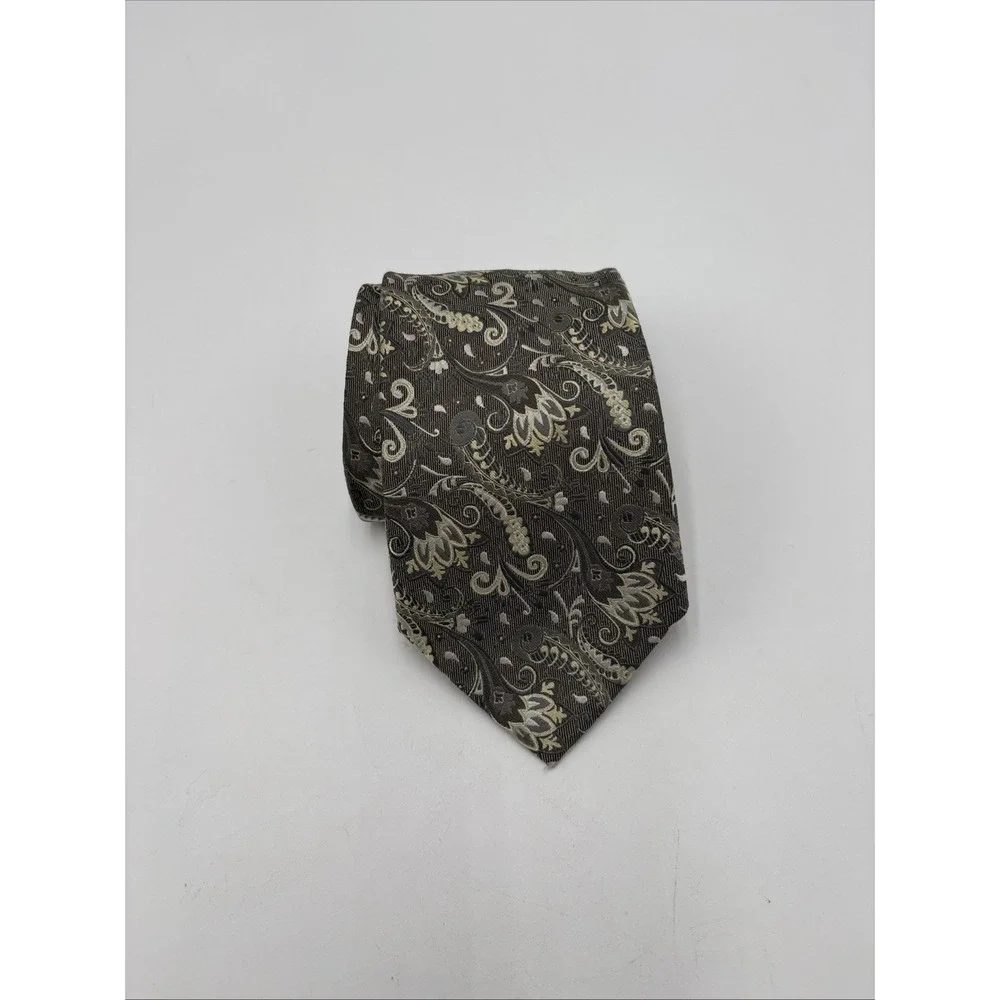 Enrico Venturi Cravatte Made In Italy Tie Light Green‎ Paisley 60